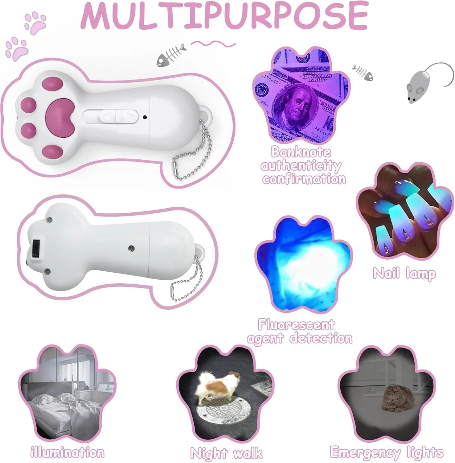 Cat Claws Laser for Cats Interactive Pet Toys 7 in 1 Laser Patterns USB Rechargeable Cat Dog Teaser Toy for Chasing and Exercise