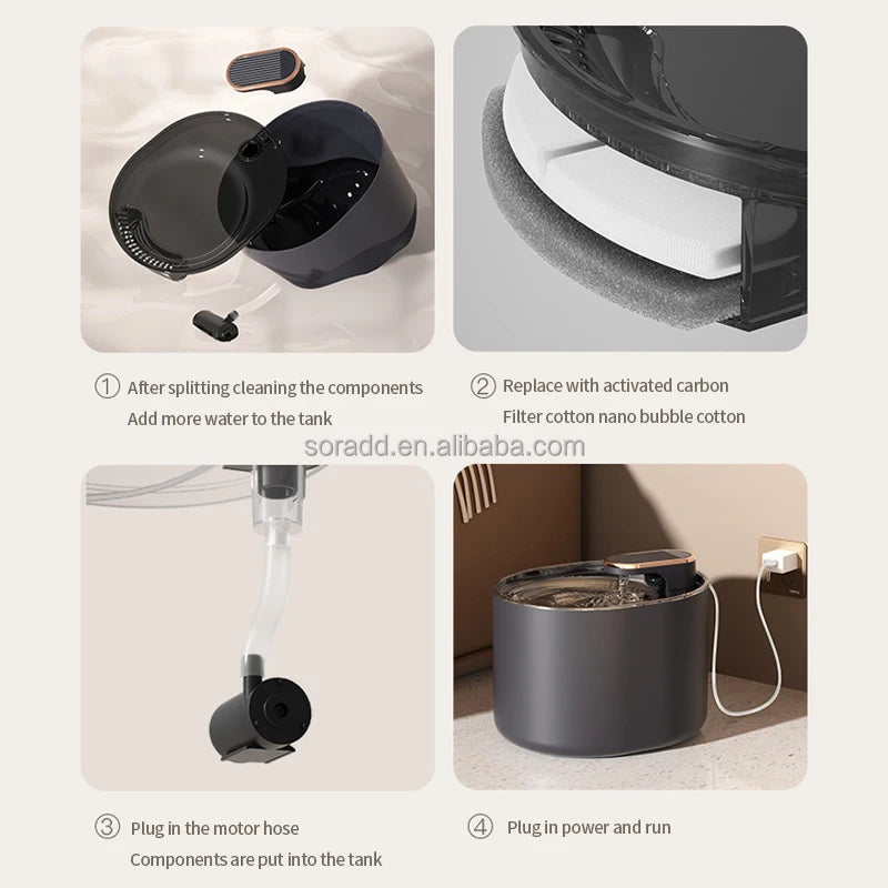 2025 Large Capacity Smart Pet Water Dispenser Accessories Automatic Circulate Filtering Cat and Dog 3L Water Fountain