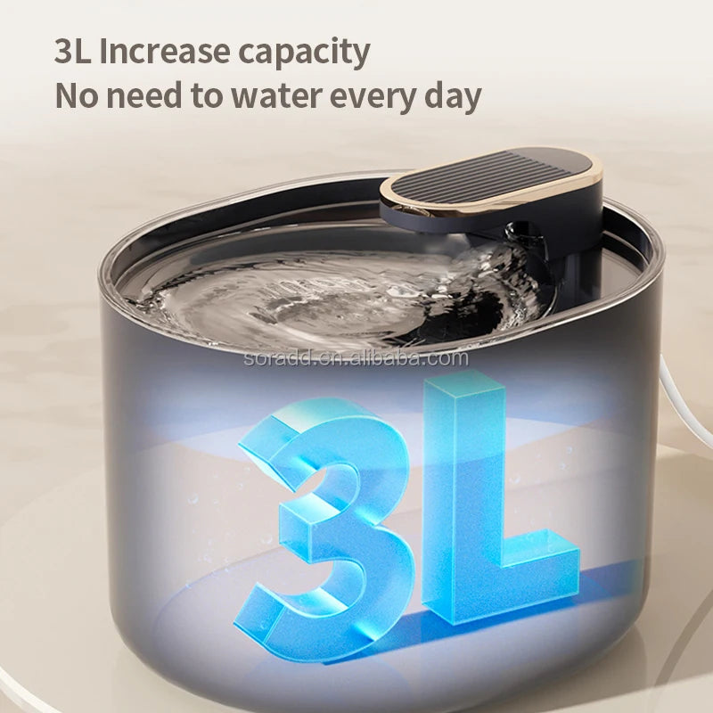 2025 Large Capacity Smart Pet Water Dispenser Accessories Automatic Circulate Filtering Cat and Dog 3L Water Fountain