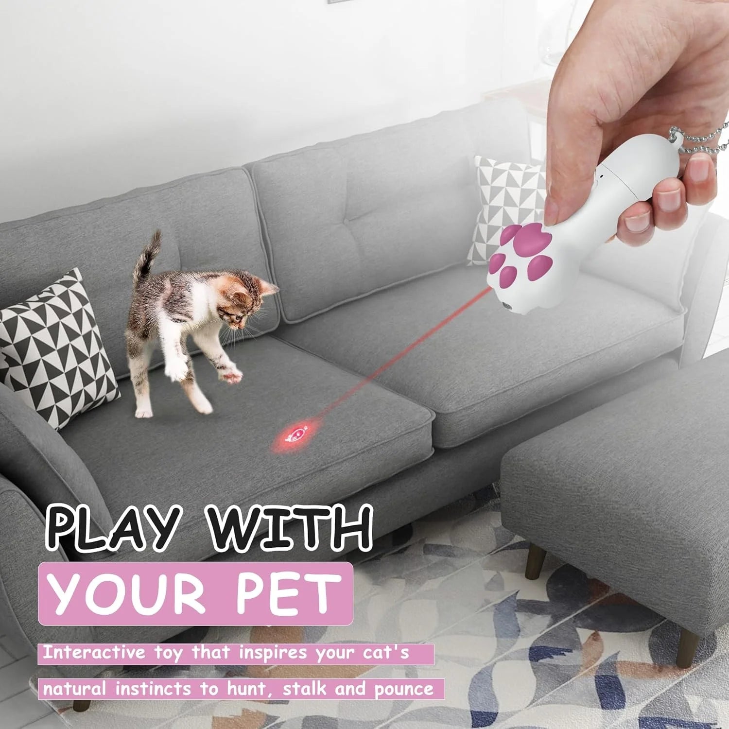 Cat Claws Laser for Cats Interactive Pet Toys 7 in 1 Laser Patterns USB Rechargeable Cat Dog Teaser Toy for Chasing and Exercise